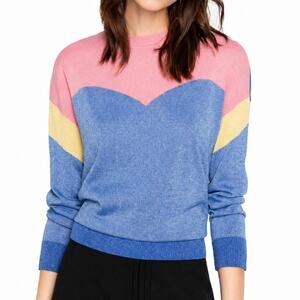 & Other Stories Paris Atelier Metallic Colorblock Sweater Pink Blue Gold M Wool